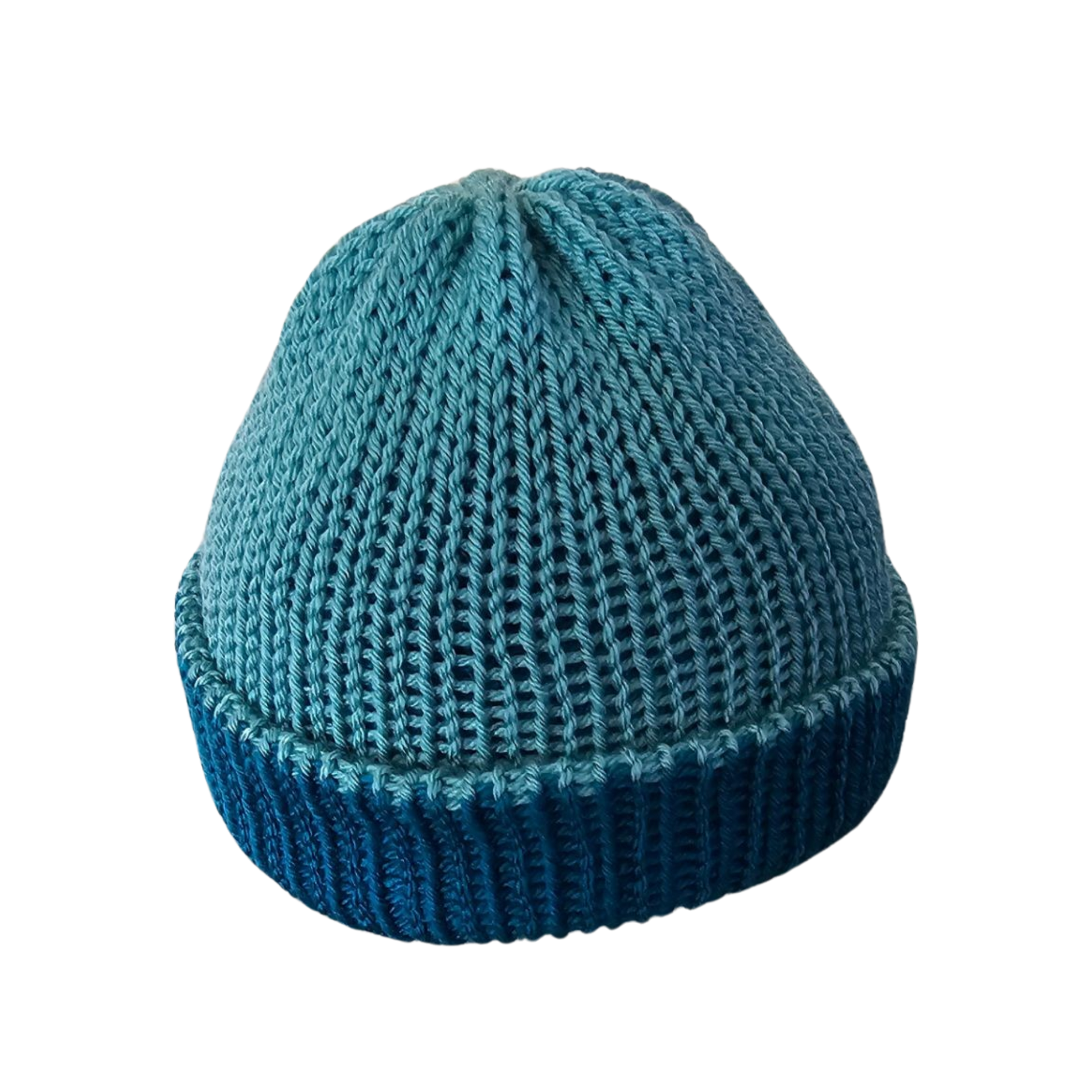 Knitted Beanie - Teal Two Tone Front View