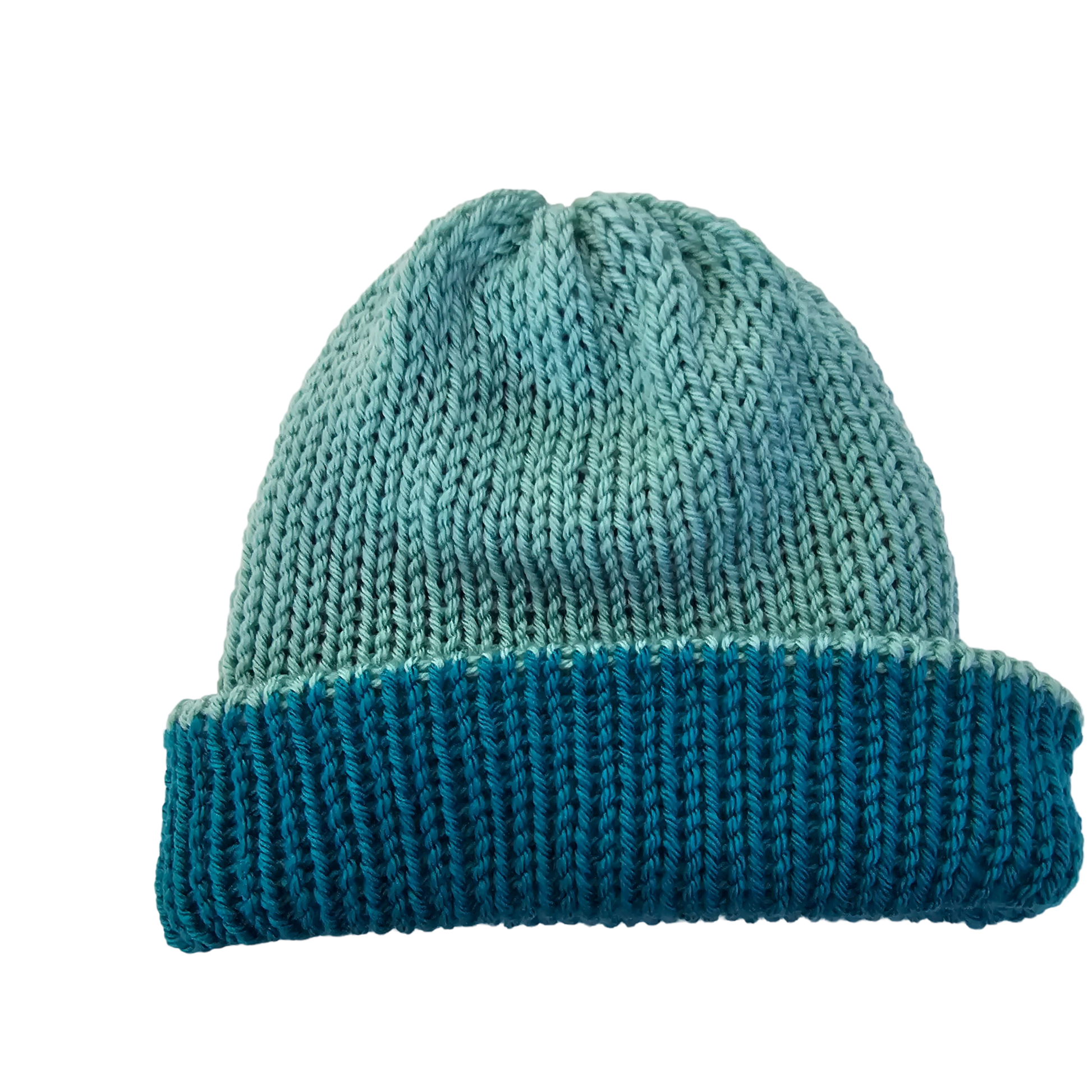 Knitted Beanie - Teal Two Tone Flat View