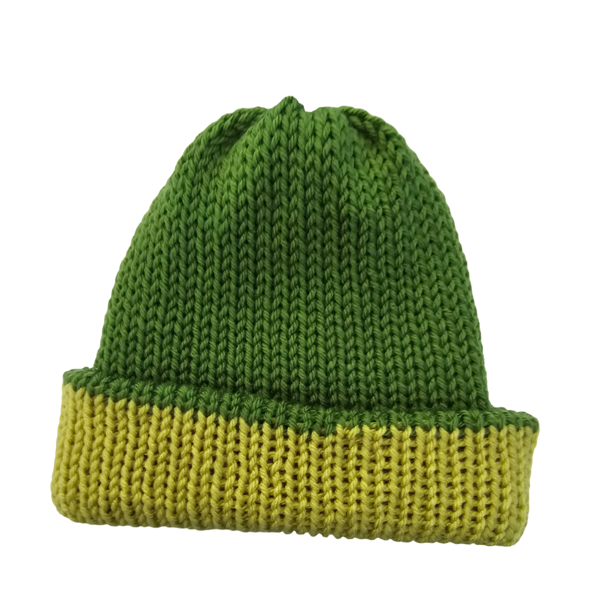 Knitted Beanie - Two Tone Green Flat View
