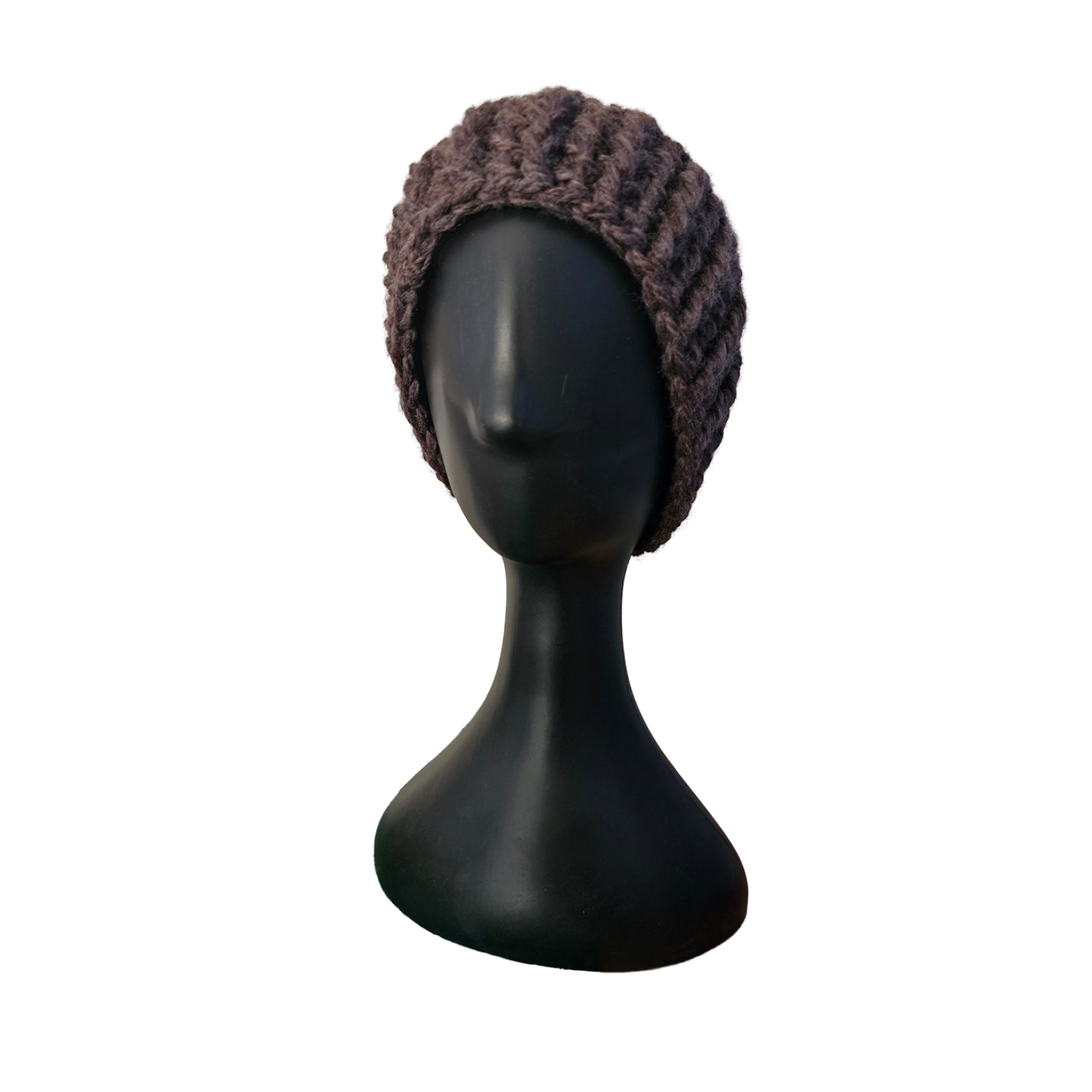 Crochet Beanie - Brown Front View