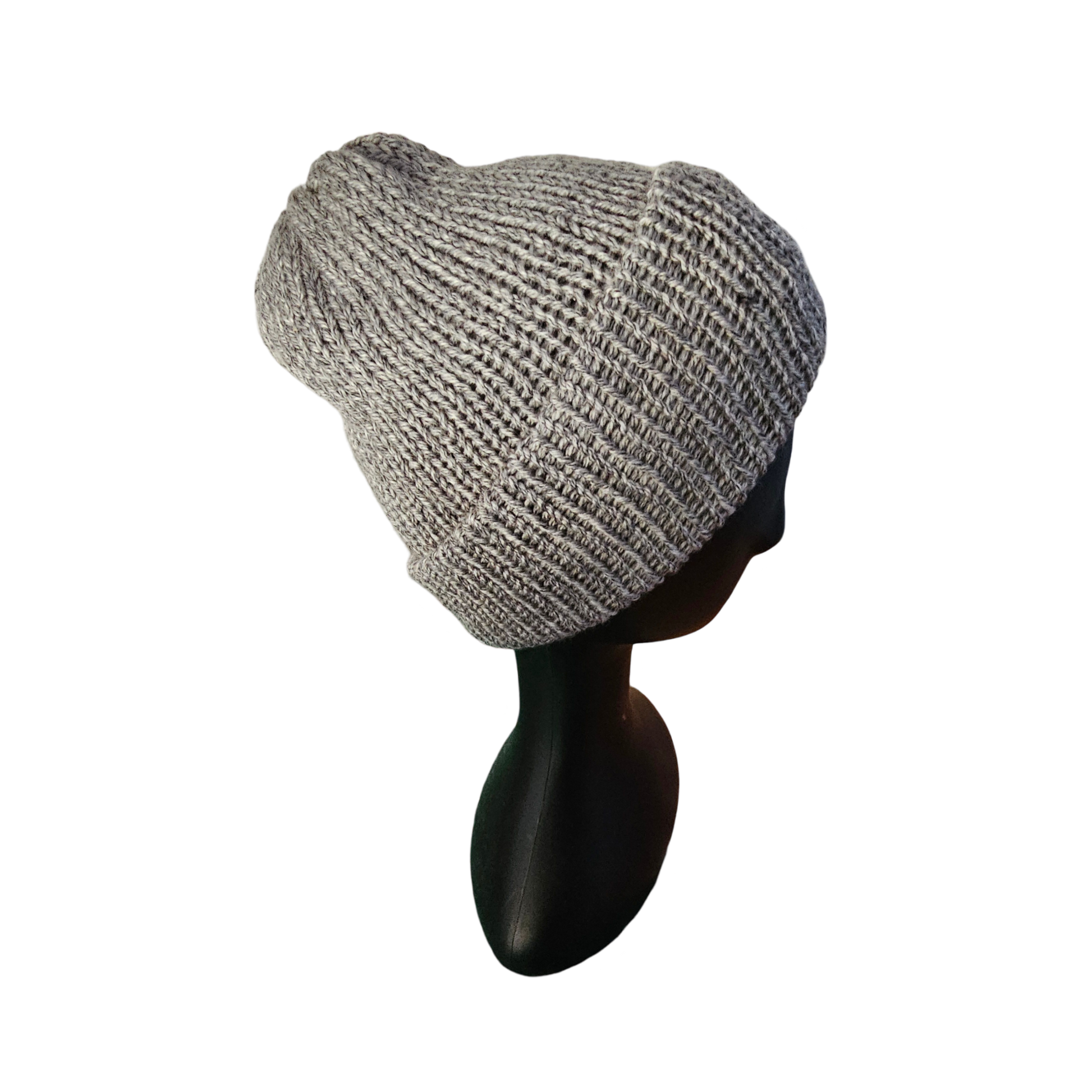 Knitted Beanie - Snow Marble Side View