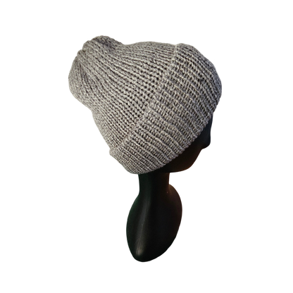 Knitted Beanie - Snow Marble Side View