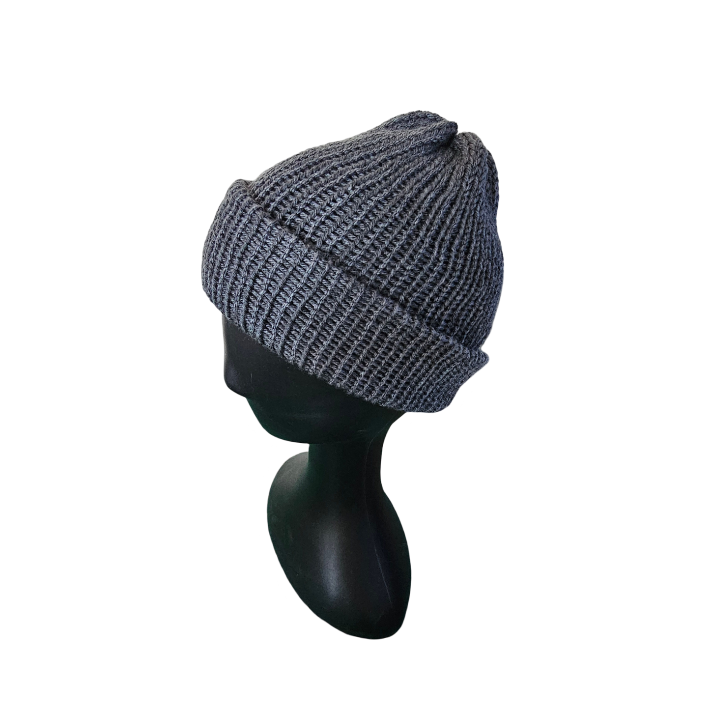 Knitted Beanie - Charcoal Side View