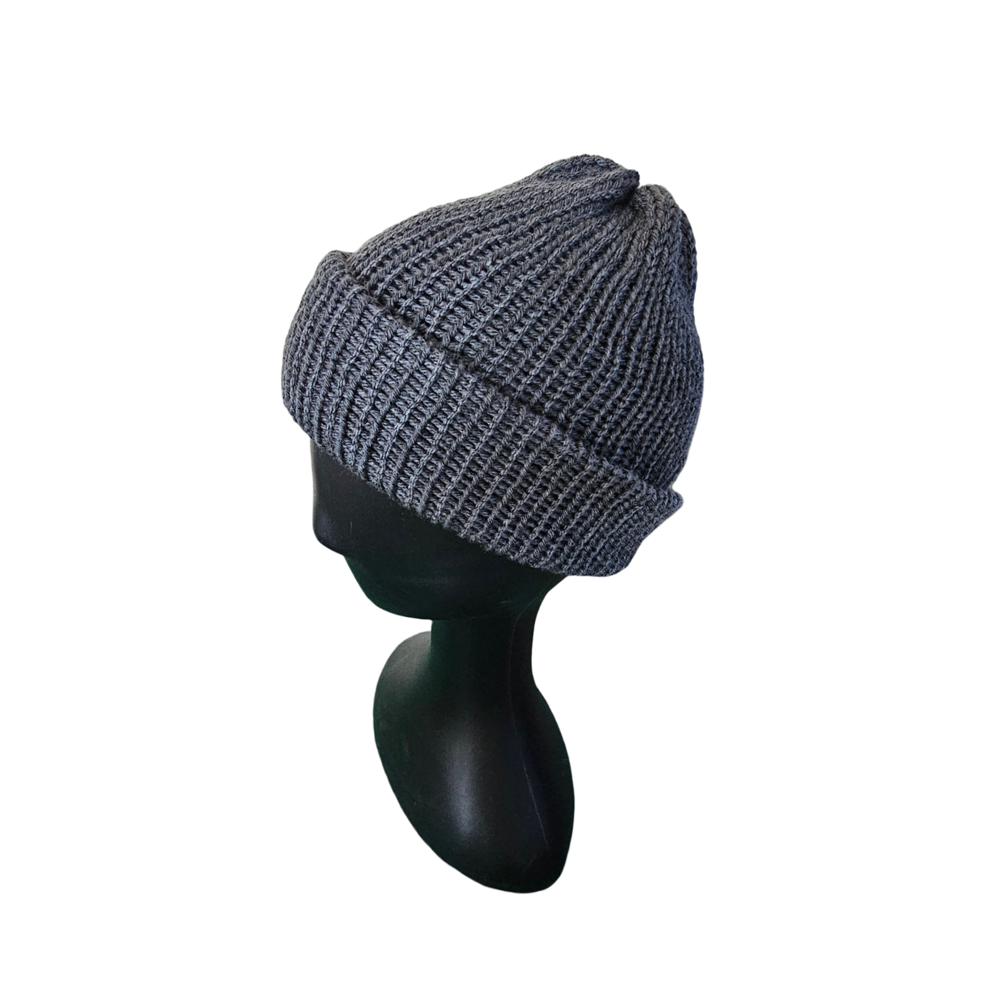 Knitted Beanie - Charcoal Side View