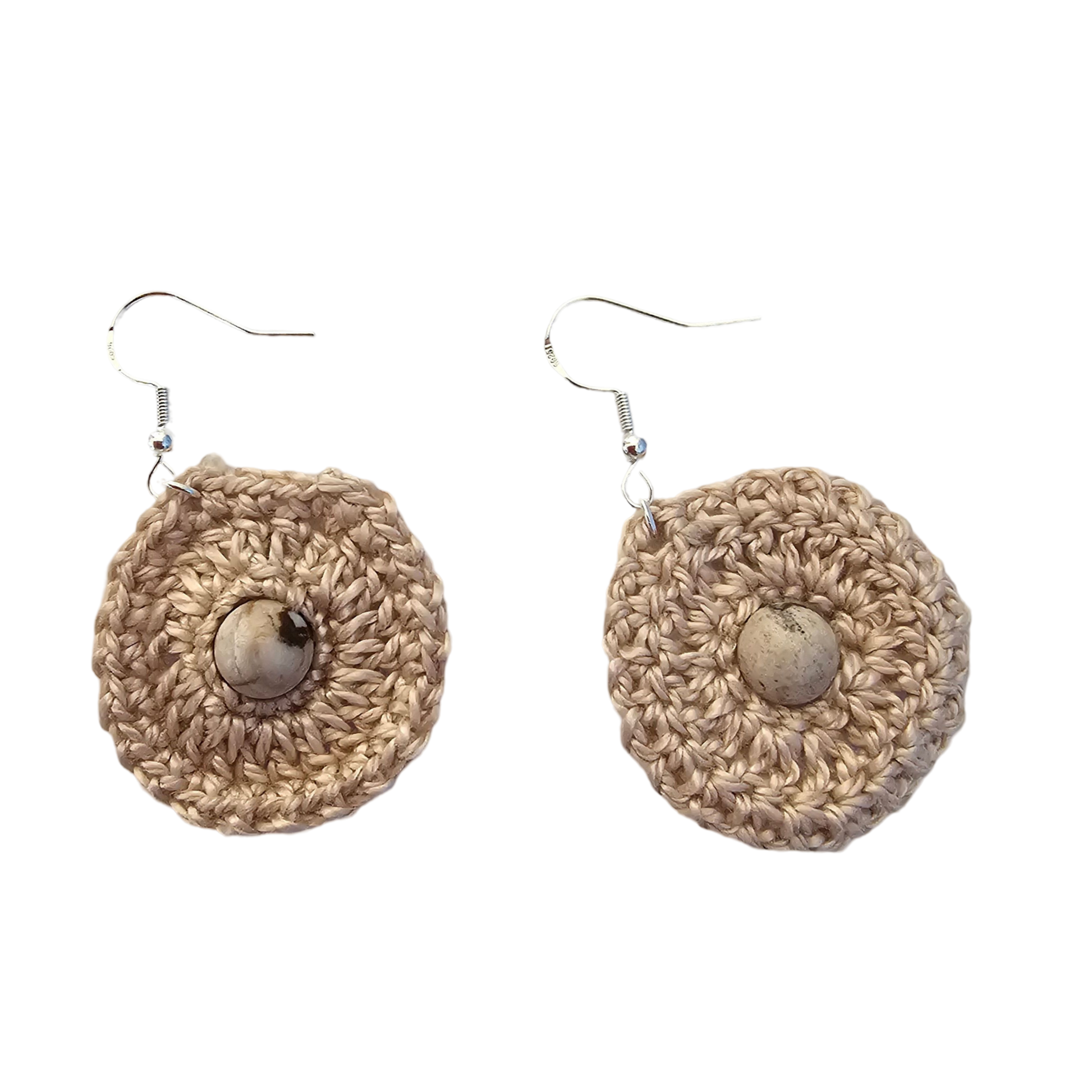 Jasper Beige Bead Crochet Earring