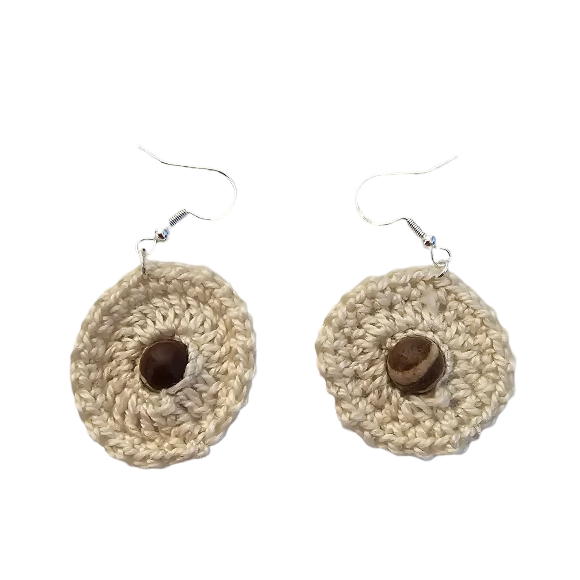 Jasper cream Bead Crochet Earring