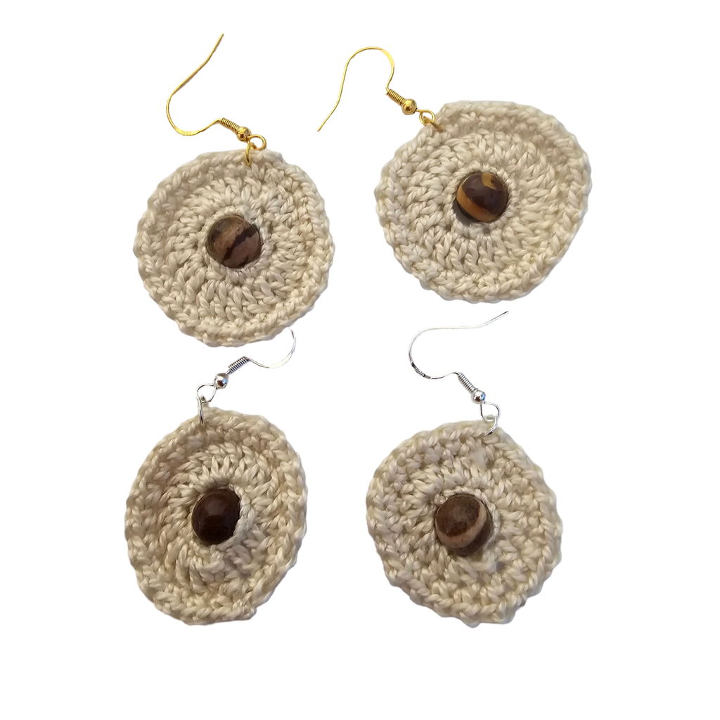 Jasper cream Bead Crochet Earring