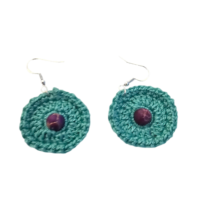 Imperial Aqua Bead Crochet Earring