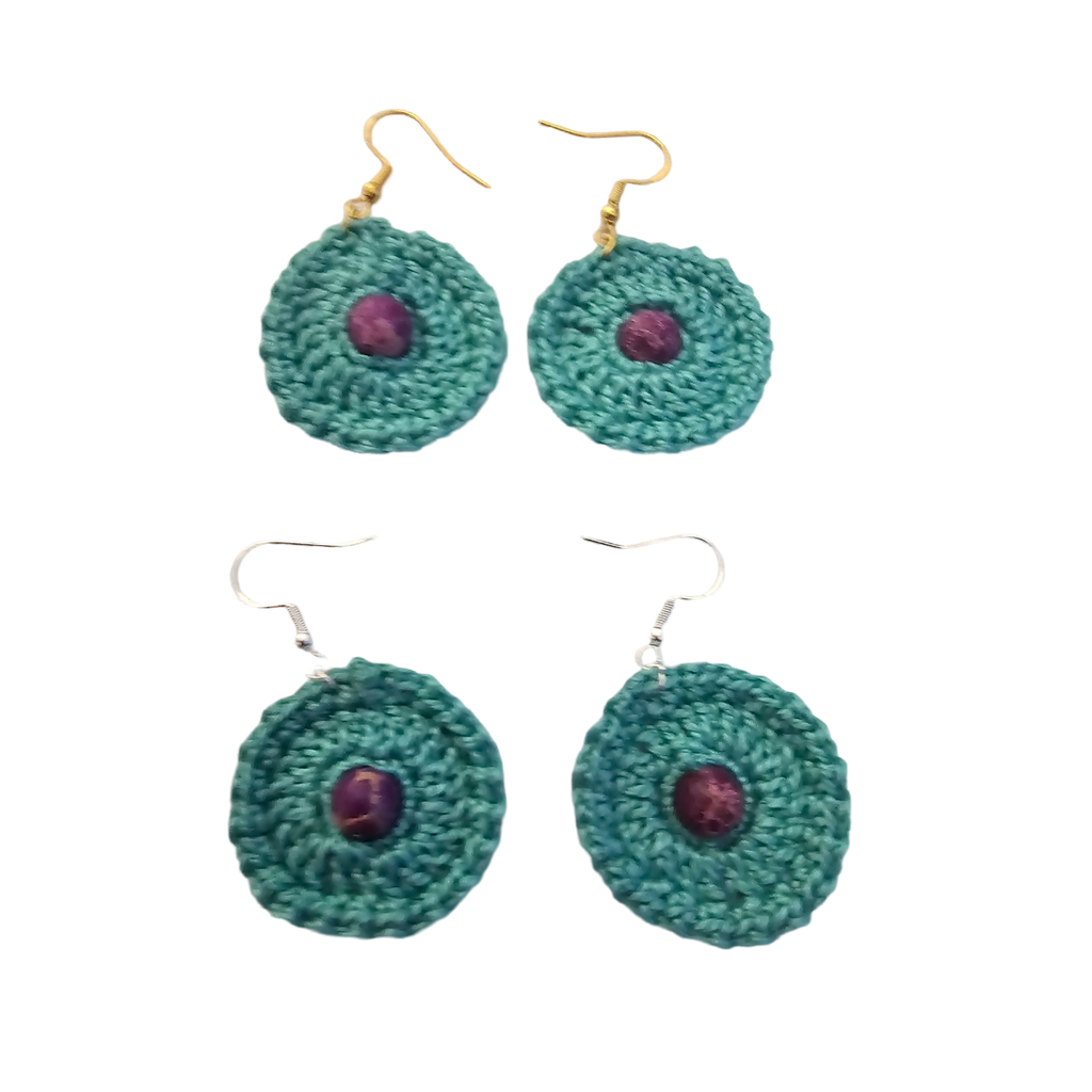 Imperial Aqua Bead Crochet Earring