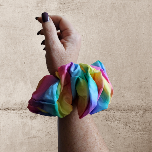 Hair Scrunchie - Rainbow Wrist VIew