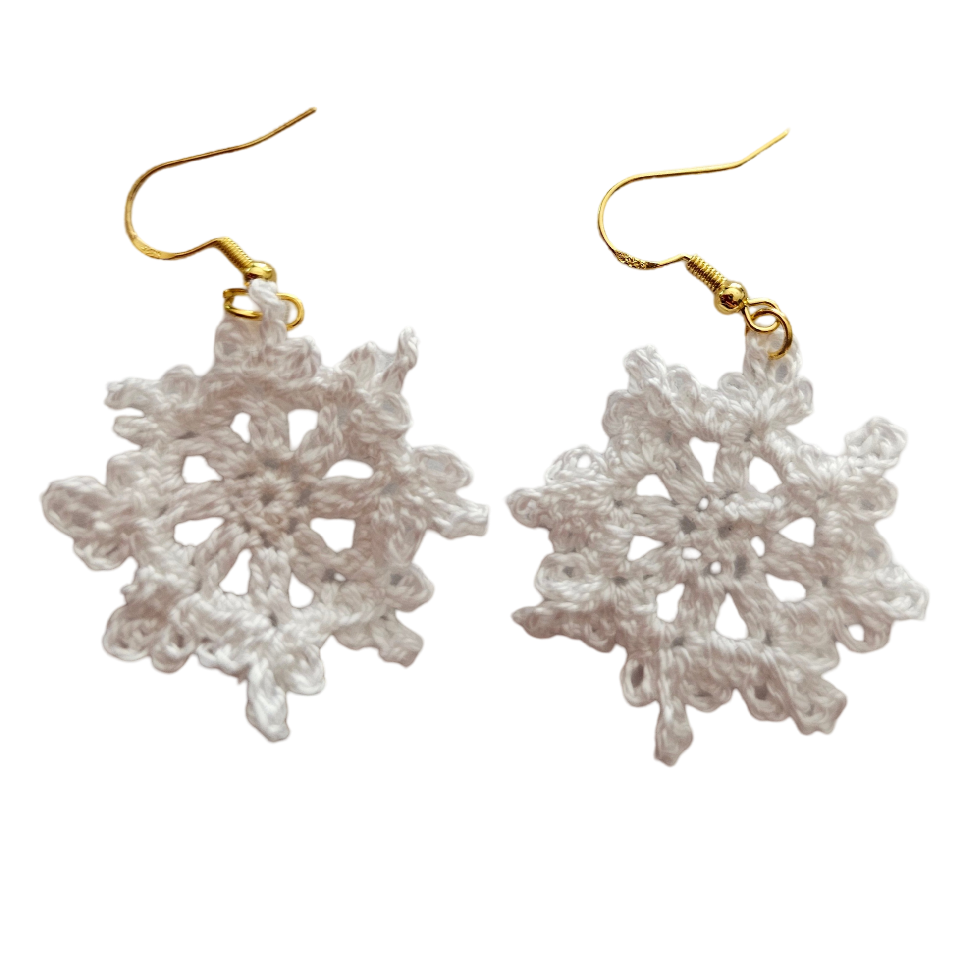 Christmas Crochet Earrings - Gold Snowflakes