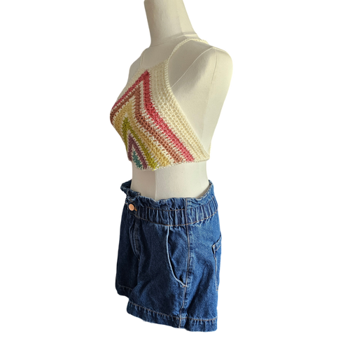 Crochet Top - Rainbow V Top Side View