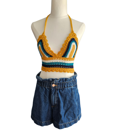 Crochet Top - Mustard Front View