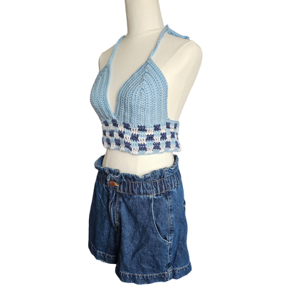 Crochet Top - Blue Tones Side View