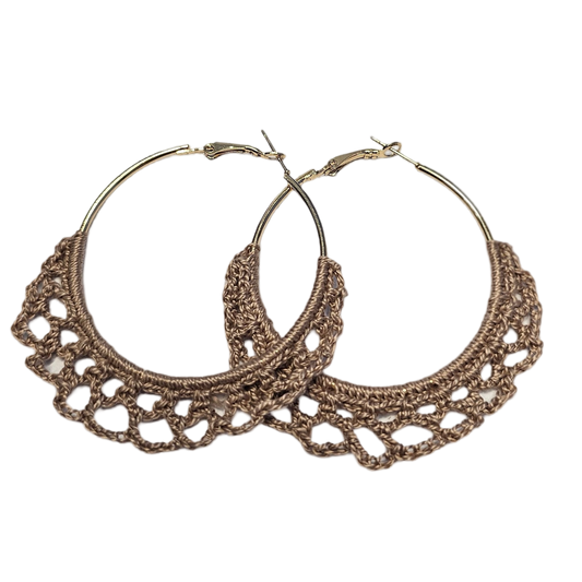 Wren Crochet Hoop Earring - Tan