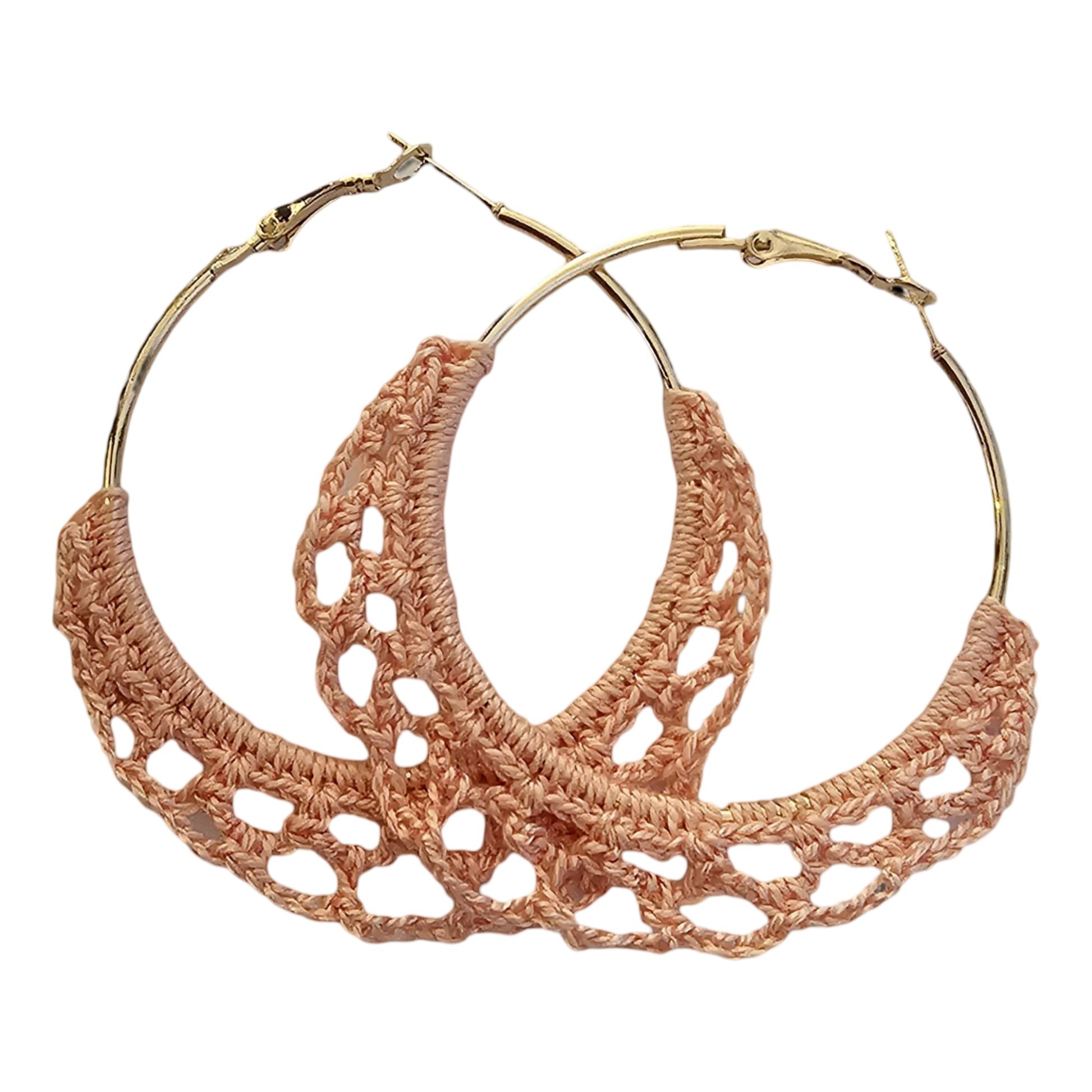 Wren Crochet Hoop Earring - Peach
