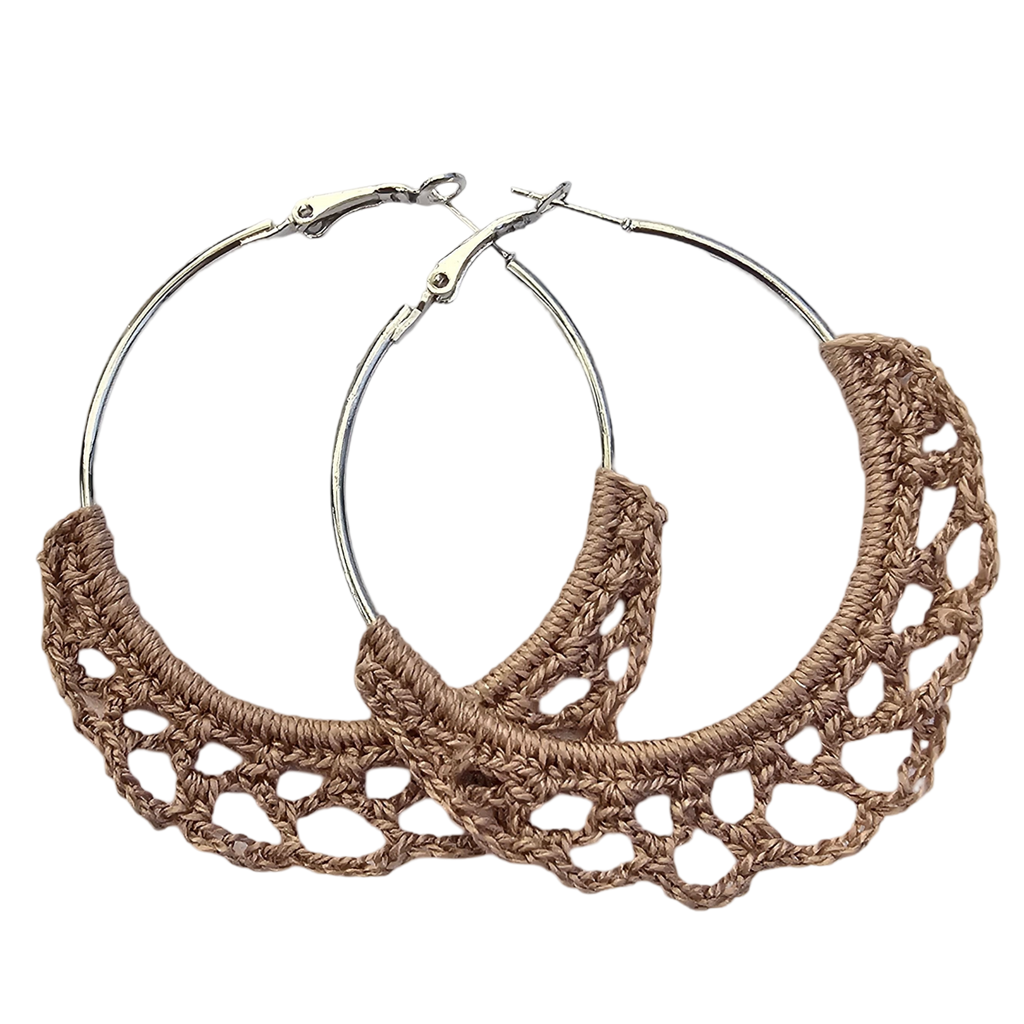 Wren Crochet Hoop Earring - Tan