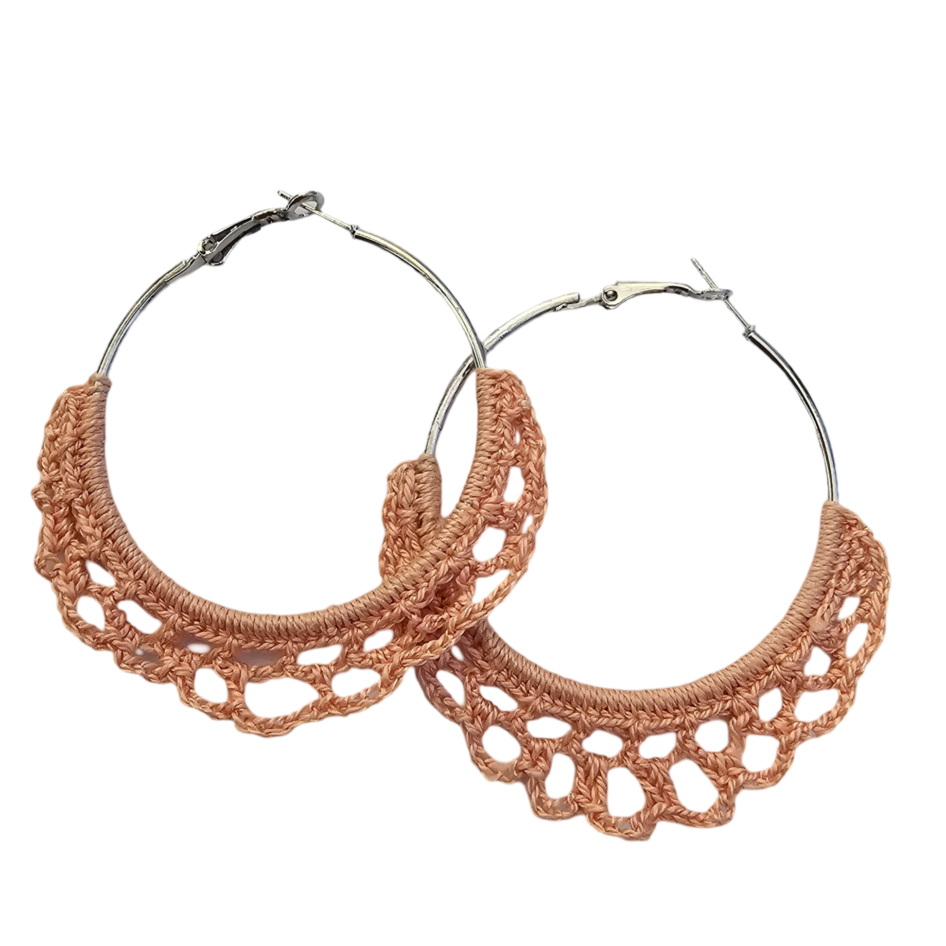 Wren Crochet Hoop Earring - Peach