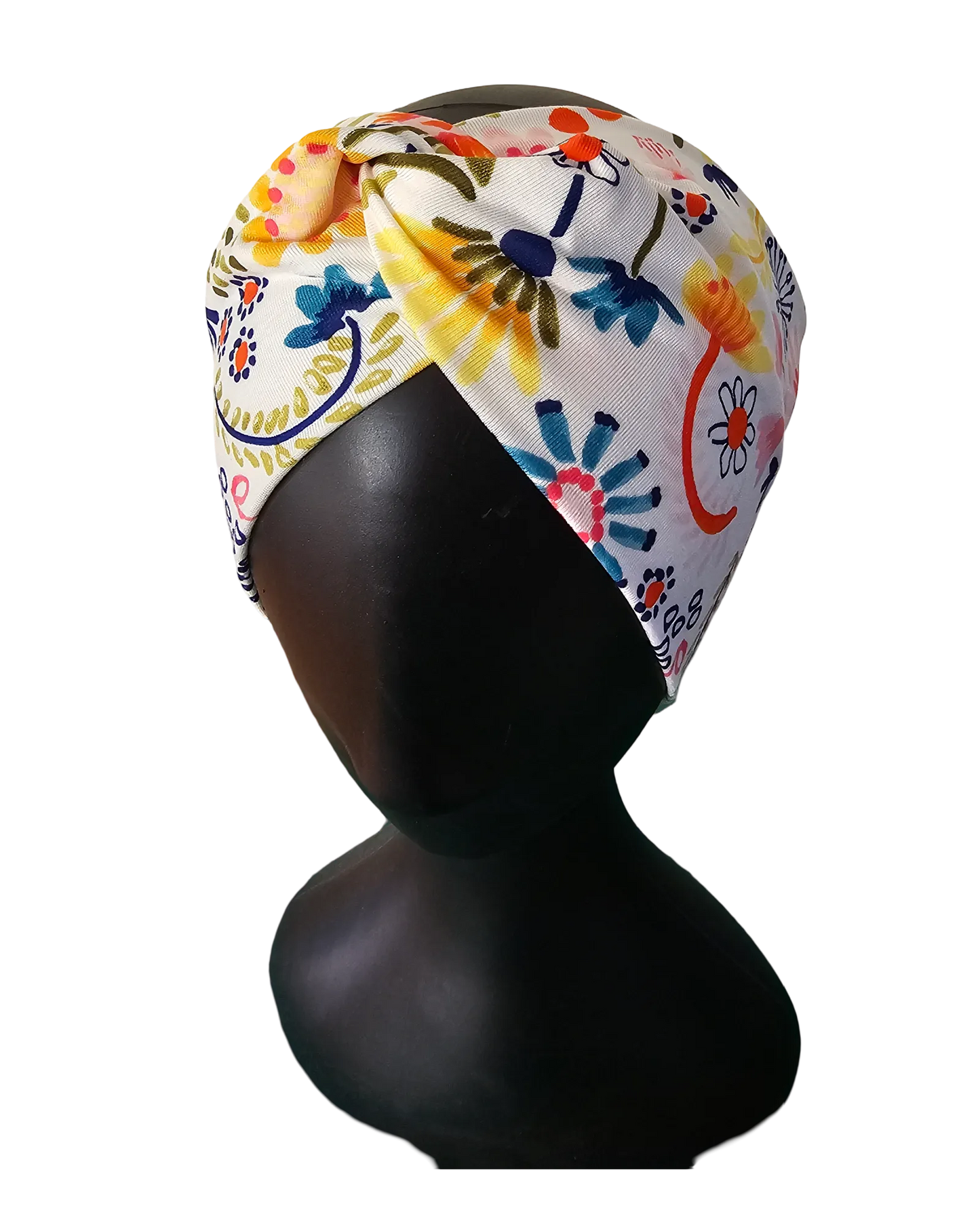 Bright Flower Knotted Headband - Top view on mannequin