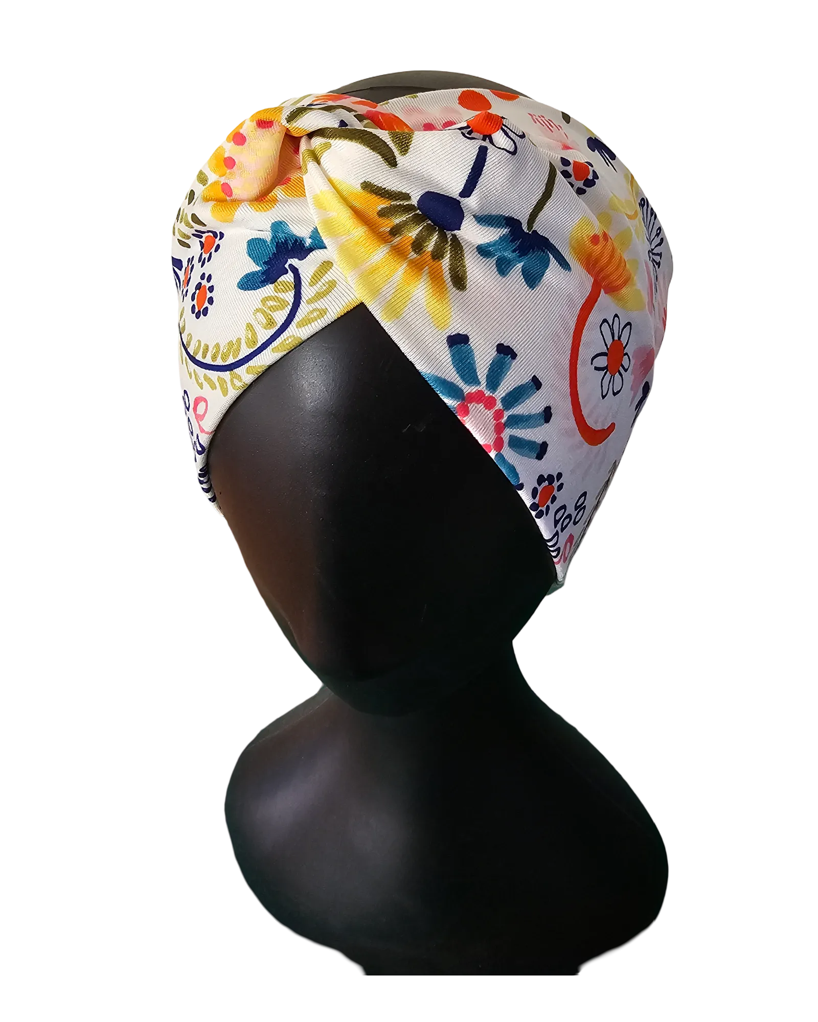 Bright Flower Knotted Headband - Top view on mannequin