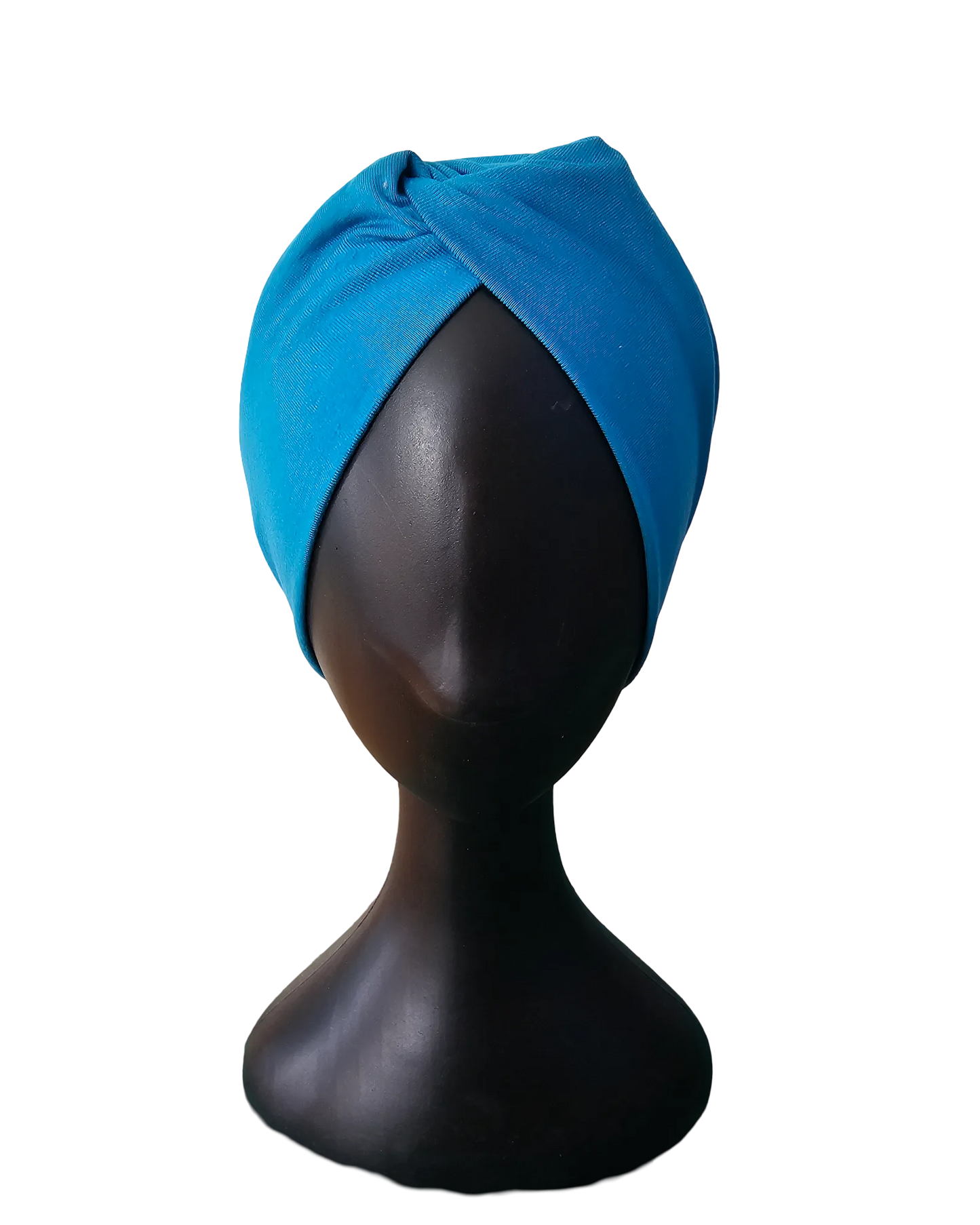 Front view of knotted stretch headband for girls on mannequin