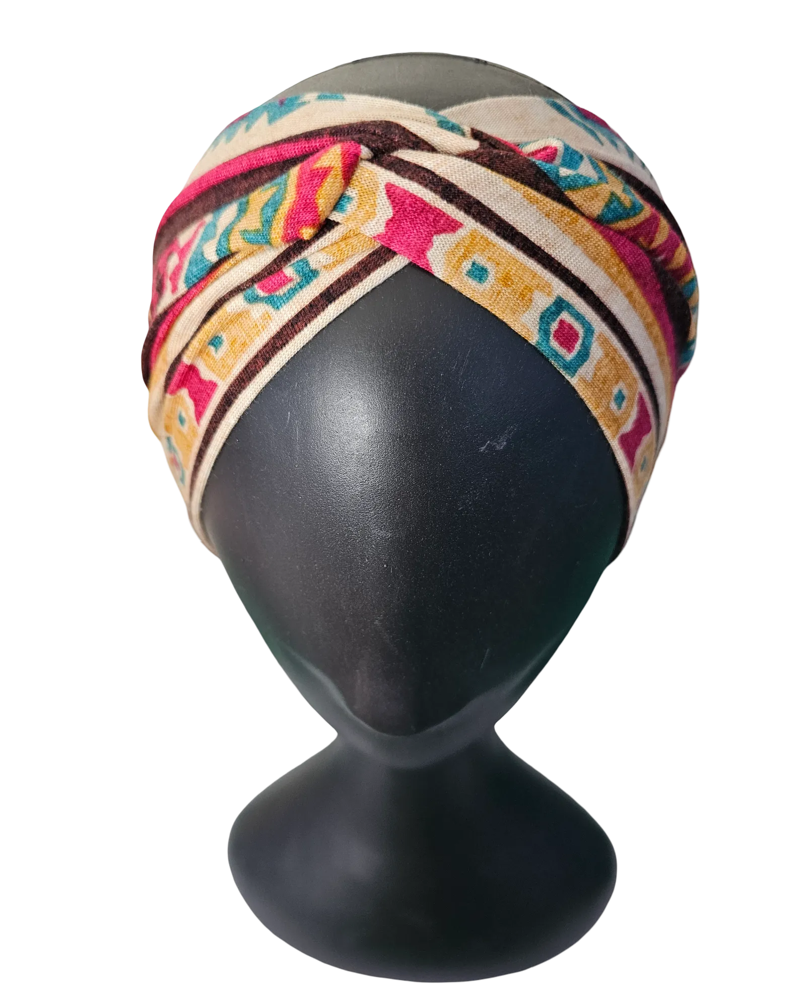 Mannequin wearing knotted headband front top view