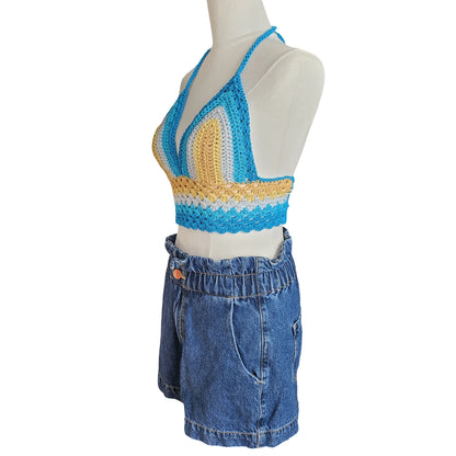 Summer crochet top - side view on mannequin