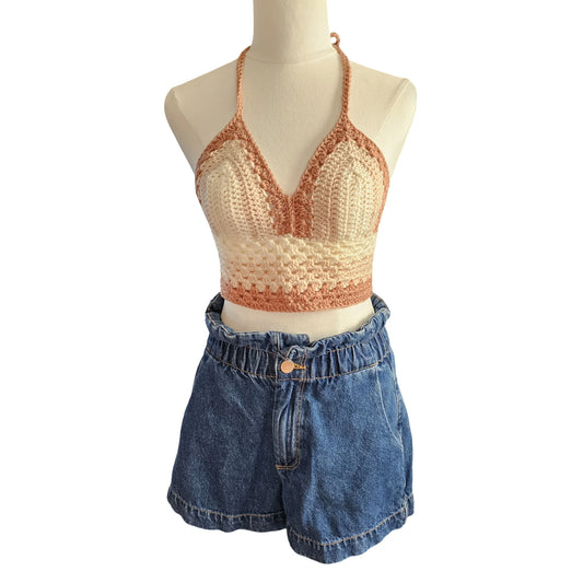 Ladies Vintage Crochet top - Front View