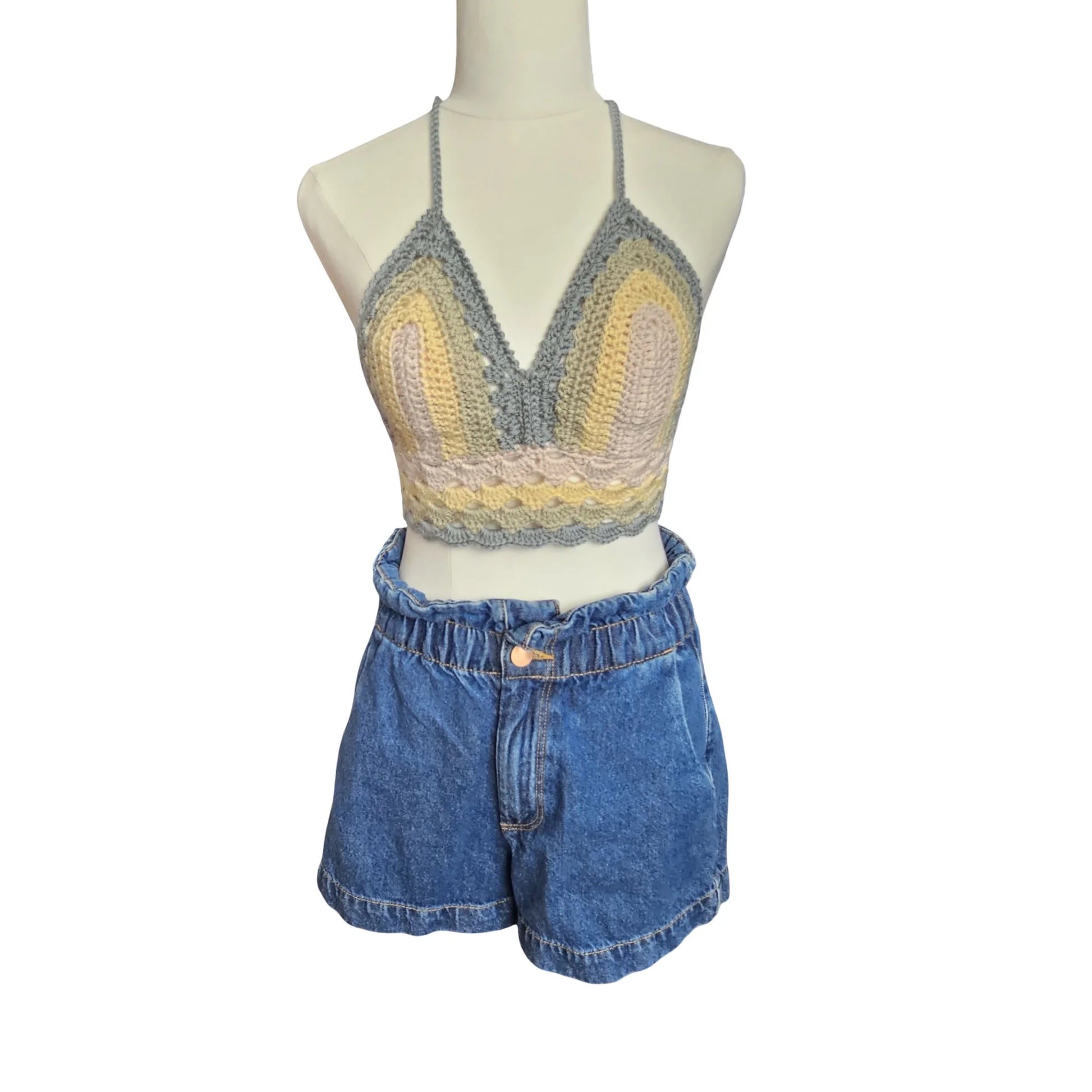 Crochet Ladies Top - Front view on mannequin