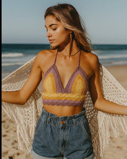 Ladies Crochet Top - Front View on Mannequin