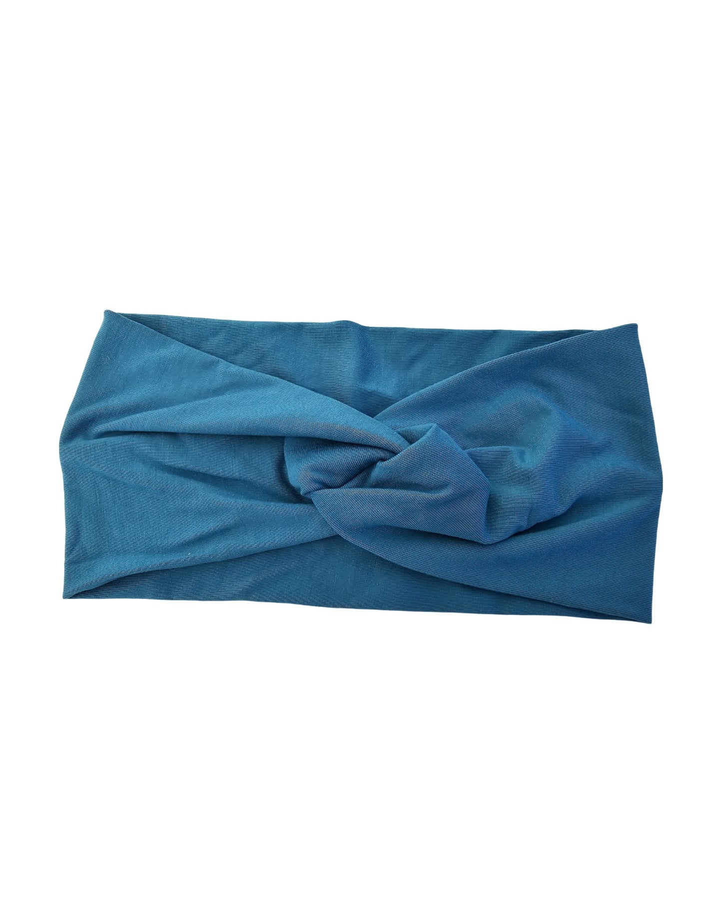 Blue headband with a knot on a white background