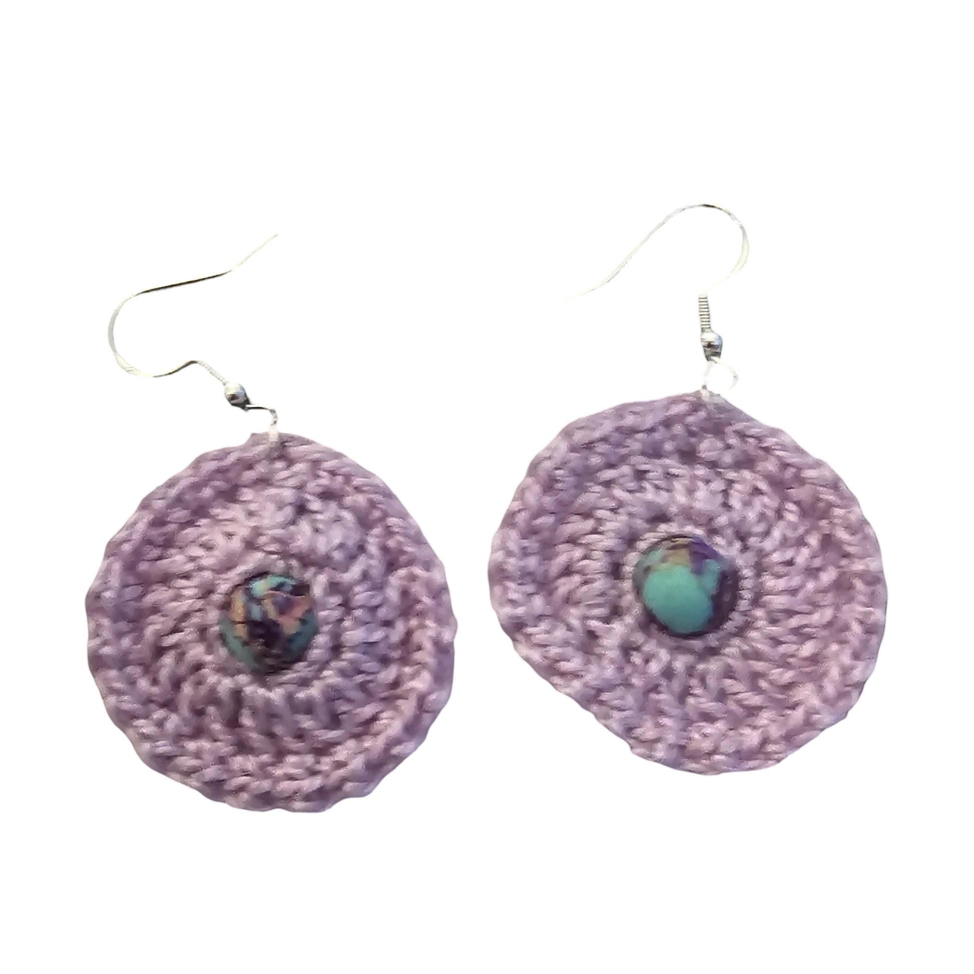 Ladies Crochet Earrings - silver Fittings - Front View