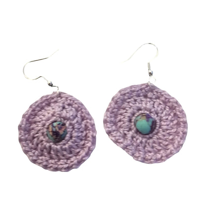Ladies Crochet Earrings - silver Fittings - Front View