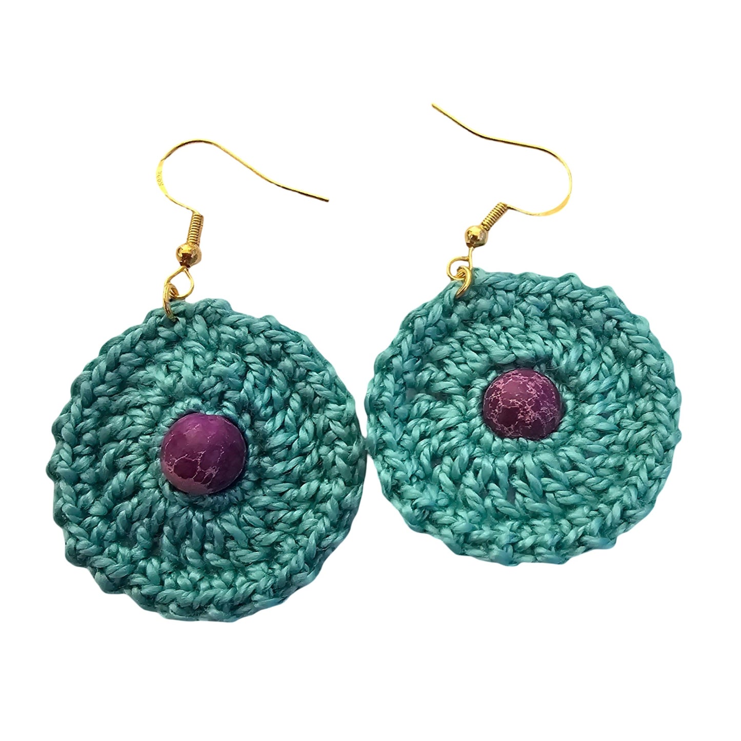 Crochet Earrings - Gold Fittings _ Front View