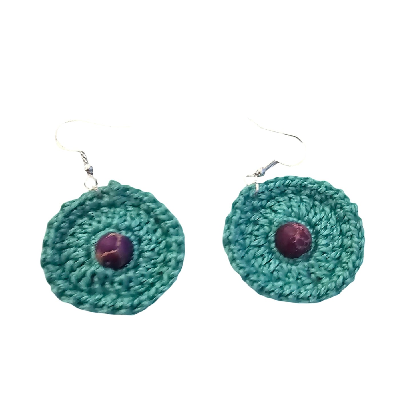 Boho Crochet Earrings - Silver Fittings - Front View