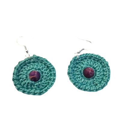 Boho Crochet Earrings - Silver Fittings - Front View