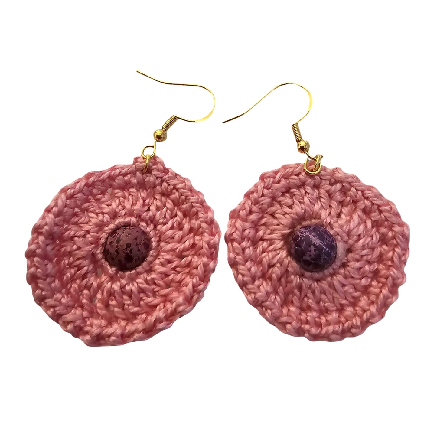 Crochet Earrings - gold Fittings - Front View