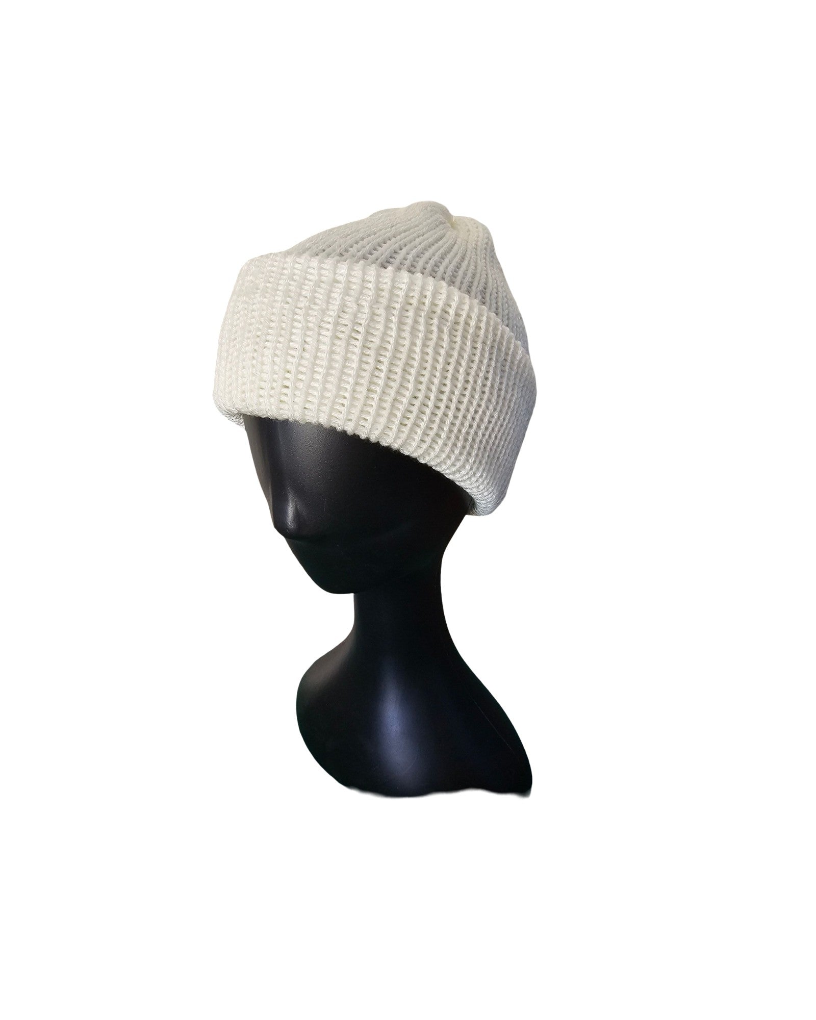 cream layered beanie side view