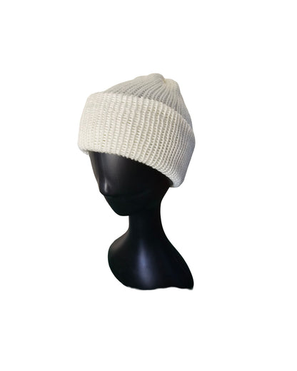 cream layered beanie side view