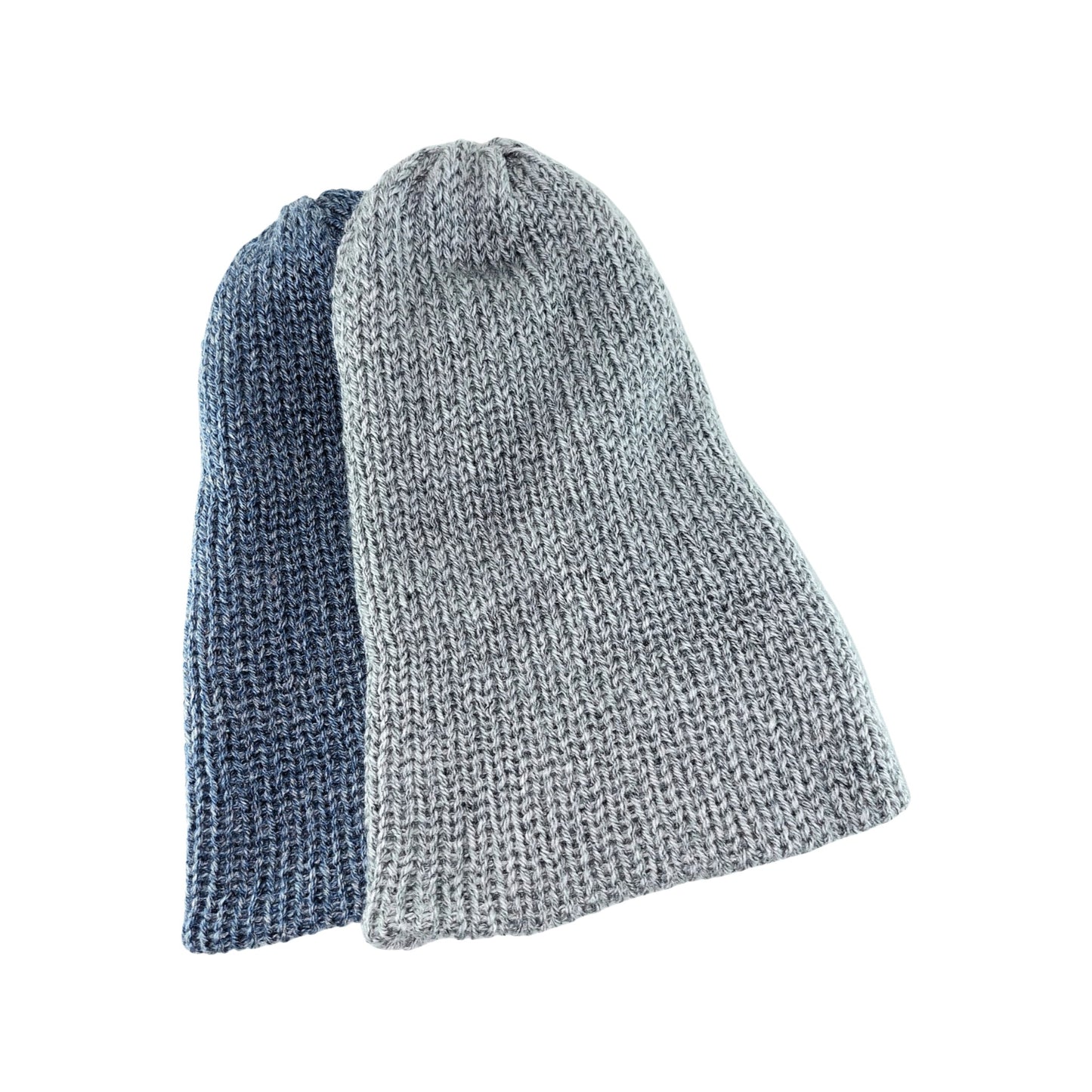 Men's double layered knitted beanie flat view