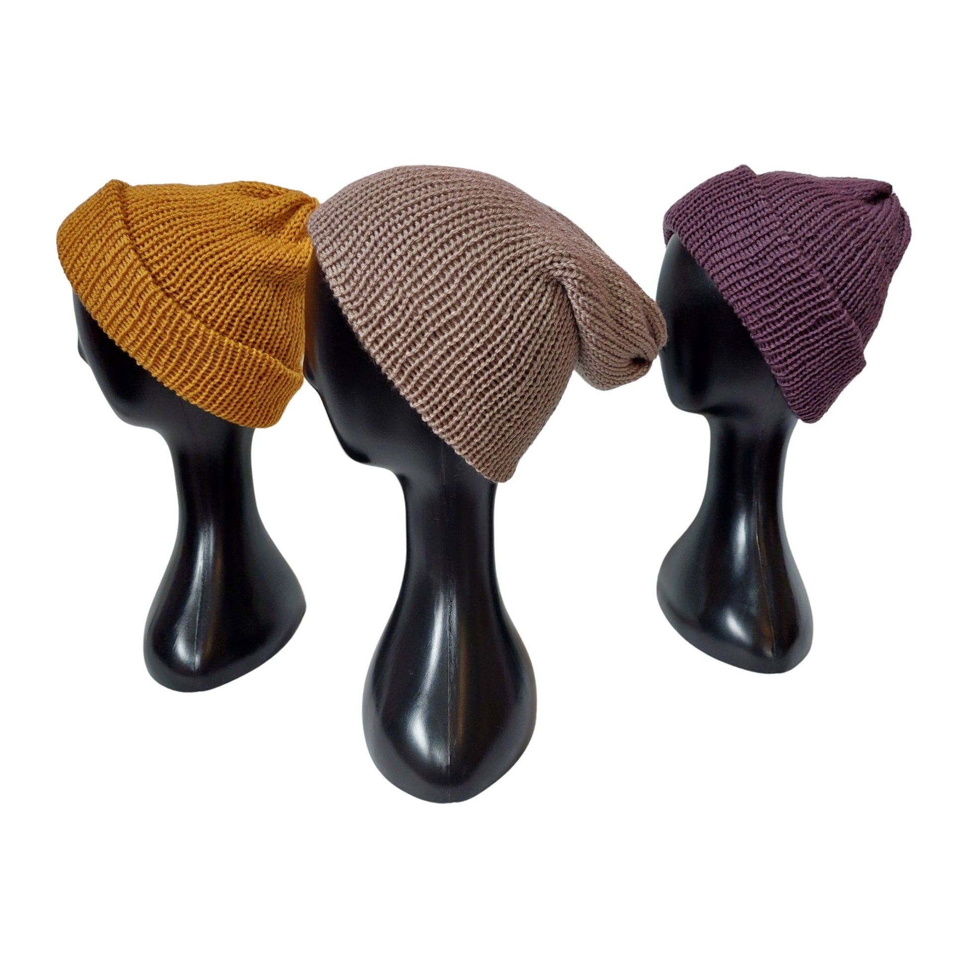 knitted beanie side view display