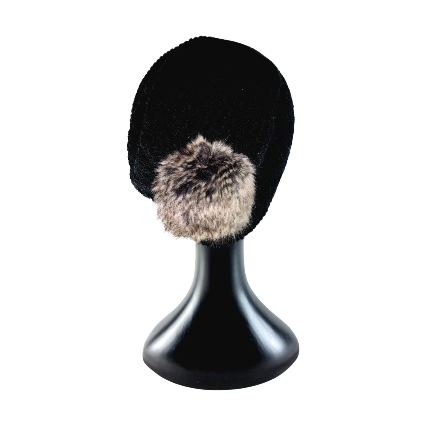 black beanie slouch back view