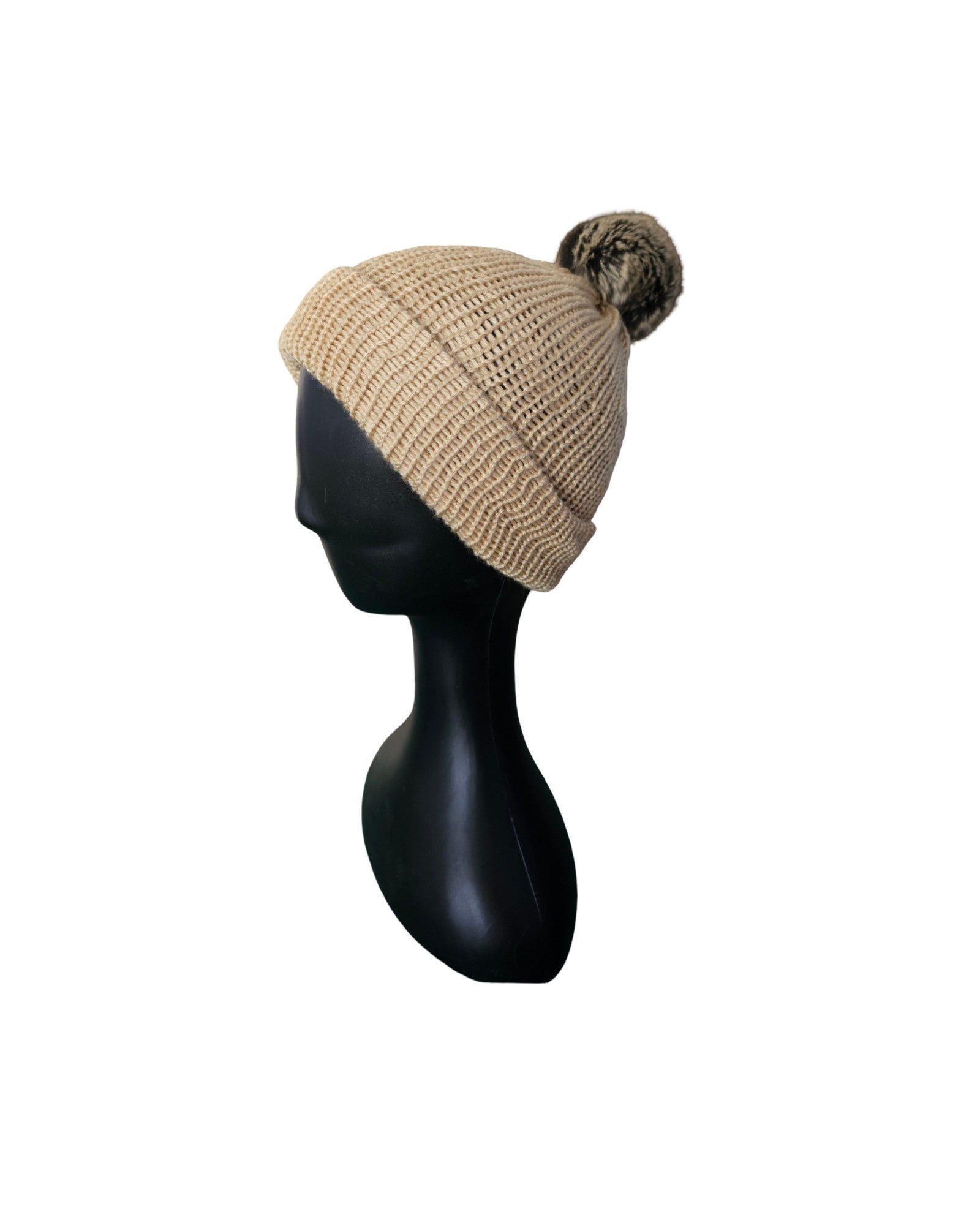 tan unisex double layered beanie