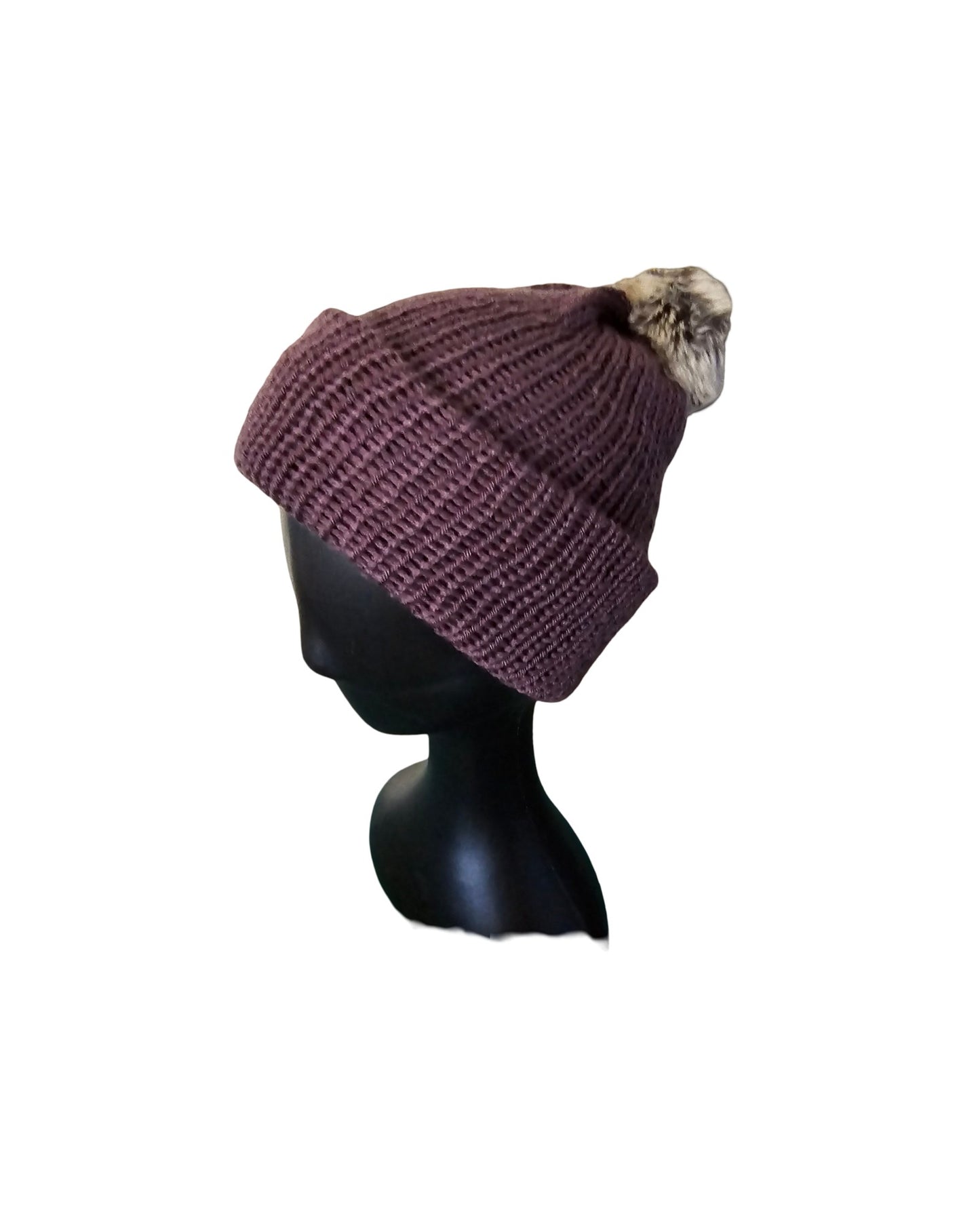 Knitted Pom Pom Beanie on Mannequin