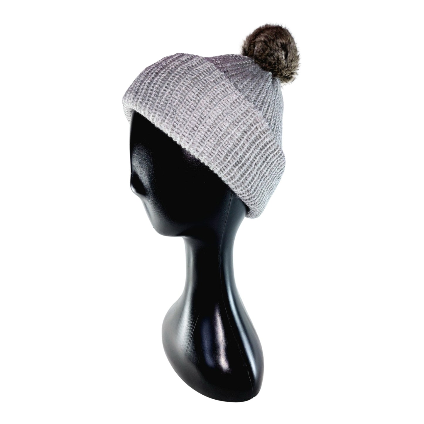 gray knitted double layered beanie