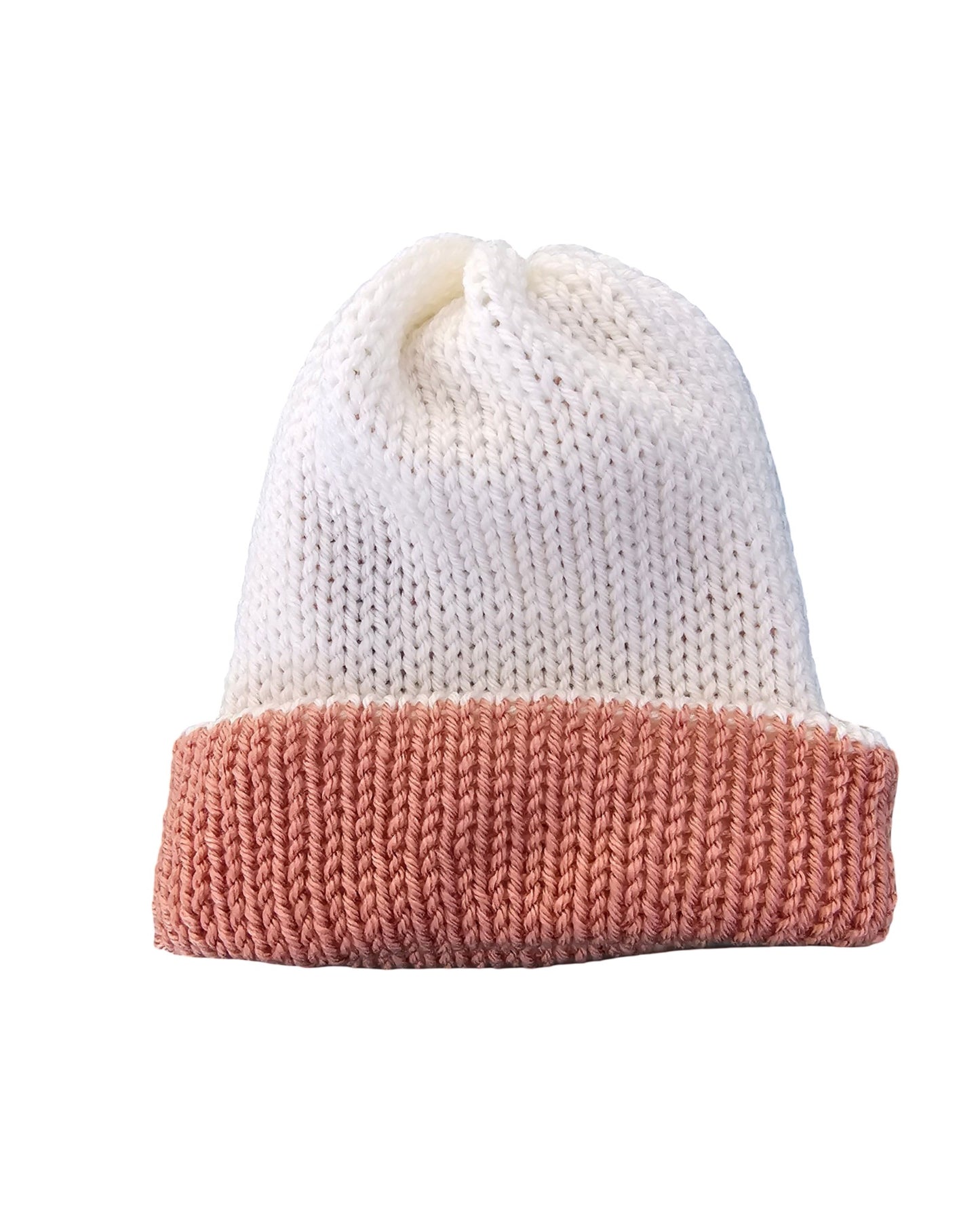 Two Tone Knitted Beanie - Flat View