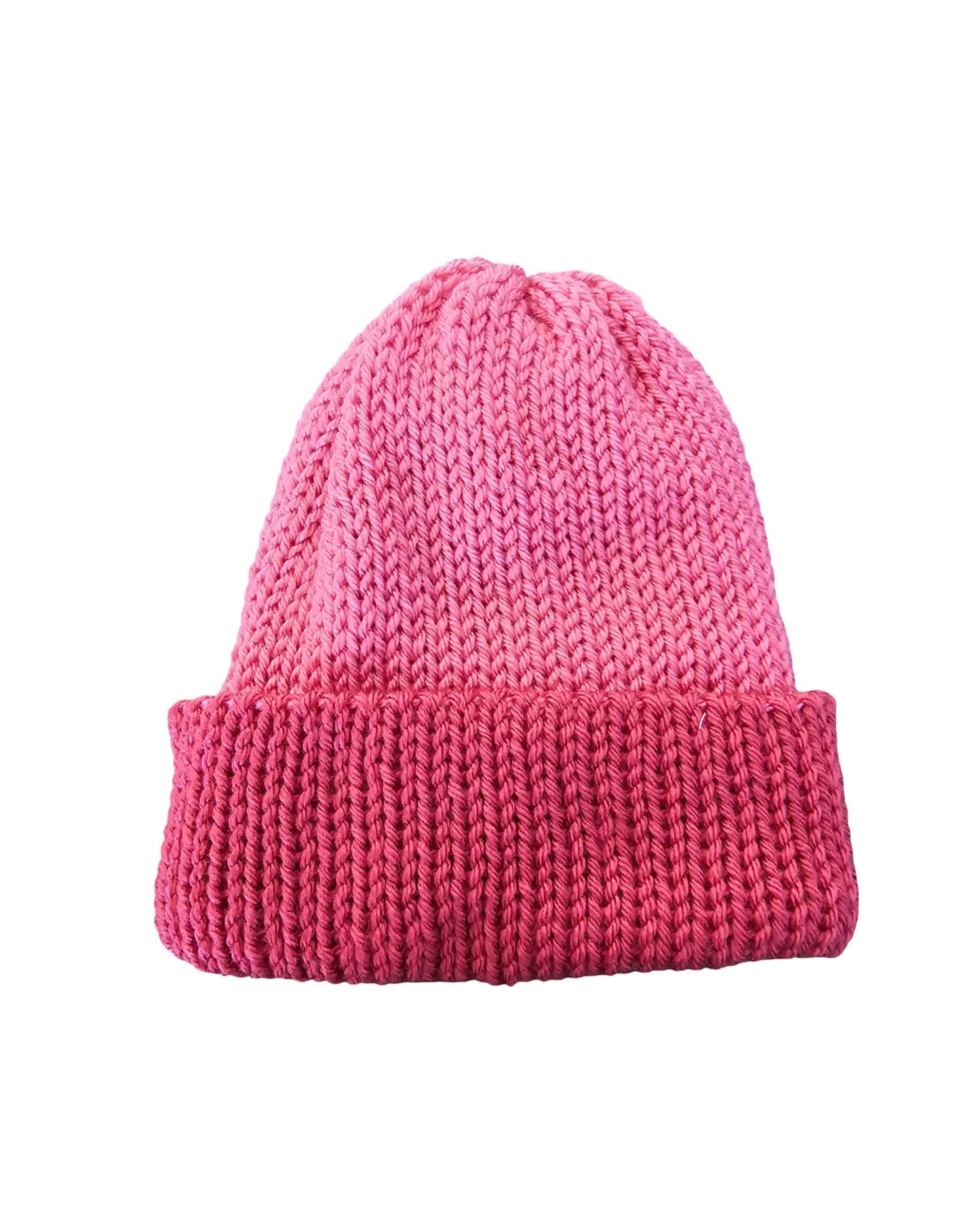 pink kids two tone knitted beanie- flat view