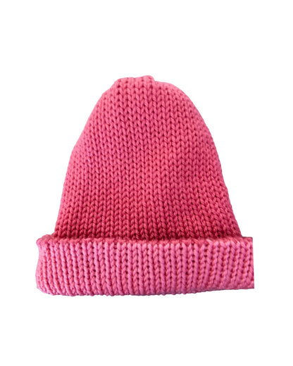 adults two tone double layered knitted beanie - flat view
