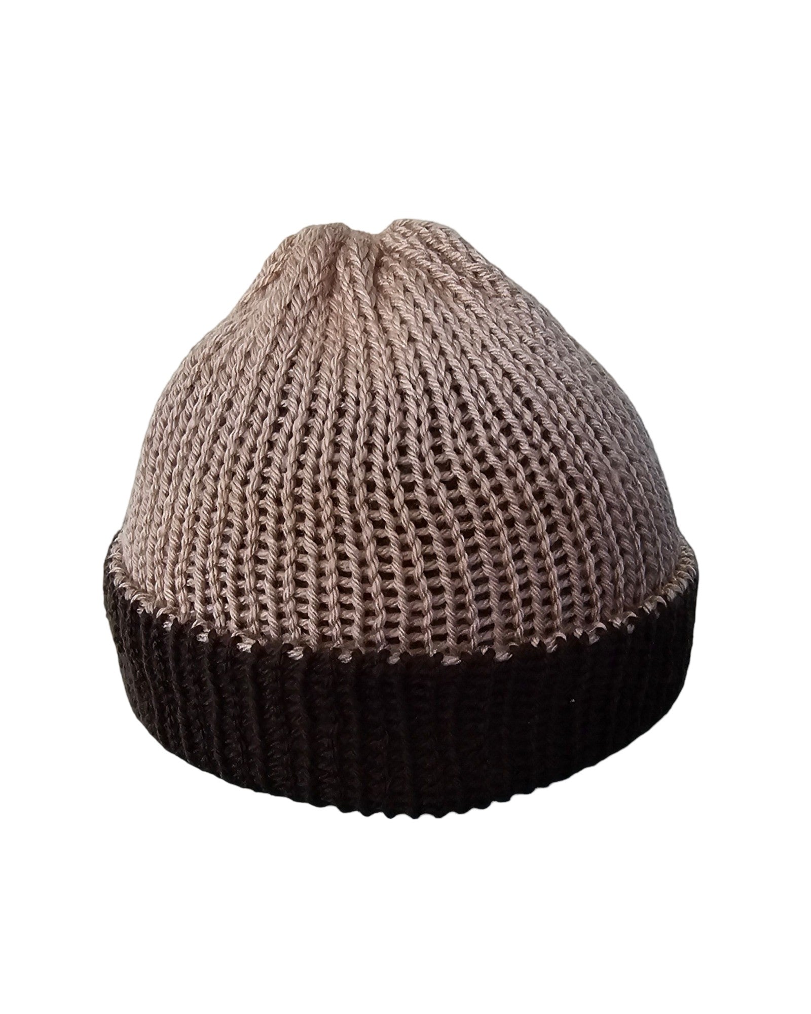 Double layered handmade knitted beanie