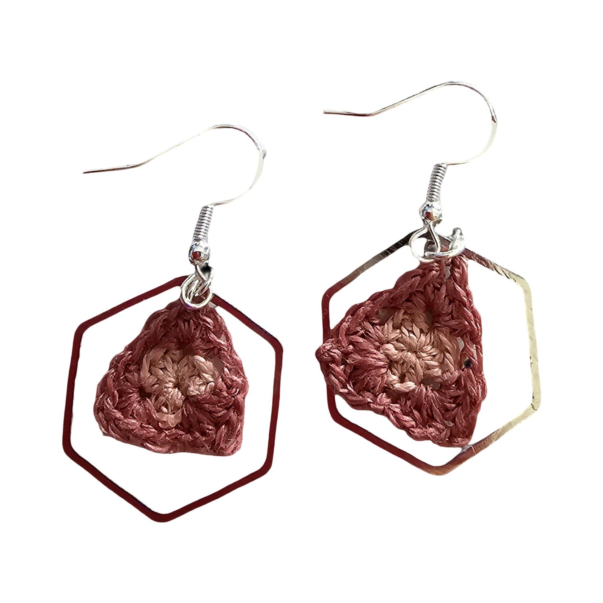Crochet Earrings - Silver- Front View